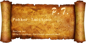 Pekker Tacitusz névjegykártya